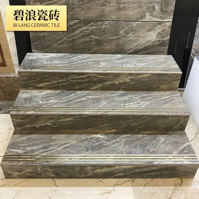 镀金通体大理石楼梯瓷砖梯级砖一体楼梯砖踏步砖1200x480台阶地砖图3
