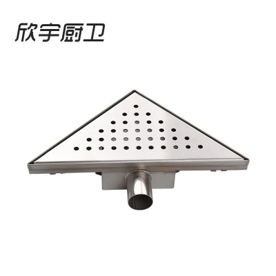 304不锈钢拉丝盖板侧排三角型墙漏 双重密封防臭防虫快速排水地漏图2