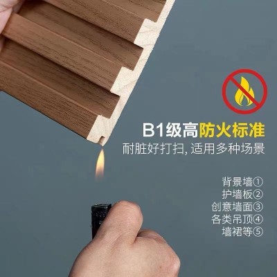 实木格栅电视背景护墙板隔栅条实木凹凸长城板木饰面卧室装饰板图3