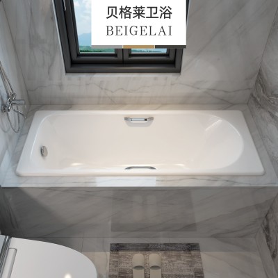 卫生间单人方形泡澡铸铁陶瓷嵌入式浴缸家用小户型成人搪瓷贝格莱图4