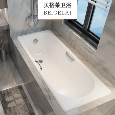 卫生间单人方形泡澡铸铁陶瓷嵌入式浴缸家用小户型成人搪瓷贝格莱图2