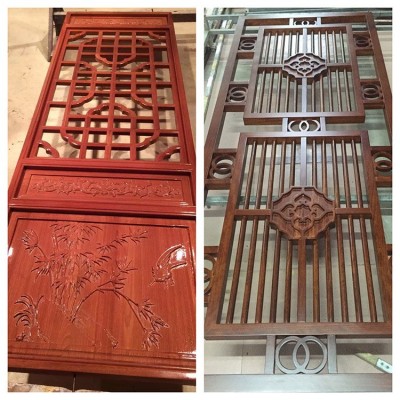 来图制作实木花格仿古门窗隔断式屏风别墅摆件建筑仿古复古木门图4