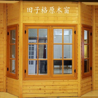 原木窗户地中海风格圆弧木窗田园对开窗中式民宿改造仿古玻璃木窗图3