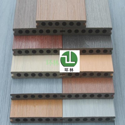 环林二代共挤木塑圆孔实心地板户外室外木塑地板塑木空心木塑地板