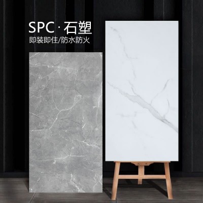 SPC全新料石塑锁扣地板B1阻燃防水耐磨微晶石晶大理石纹地板厂家6图4