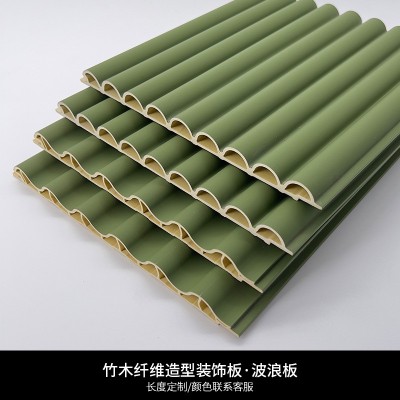 酒店装修竹木纤维格栅板吊顶木塑格栅护墙板生态木凹凸背景长城板图3