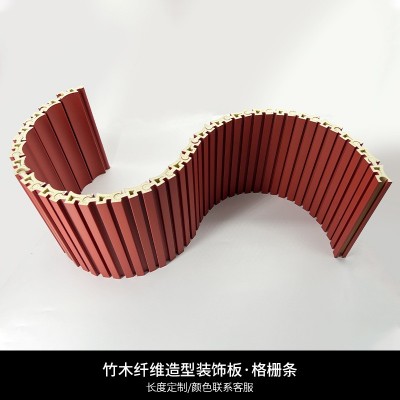 酒店装修竹木纤维格栅板吊顶木塑格栅护墙板生态木凹凸背景长城板图4