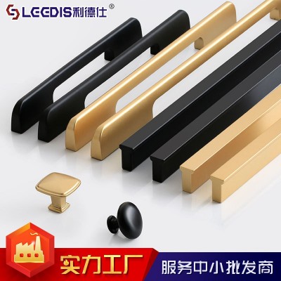 厂家直销现代简约铝合金门把手美式黑色鞋柜衣柜橱柜加长 柜门拉手图2