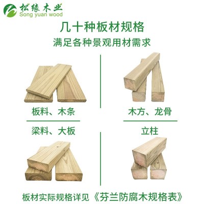 户外芬兰木实木防腐木栈道露台庭院实木木板新西兰松木板材批发图4