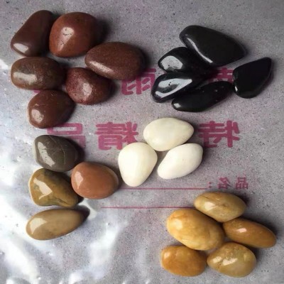 雨花石鹅卵石厂家批发黑色精抛光鹅卵石造景装饰五彩石白色鹅暖石图2