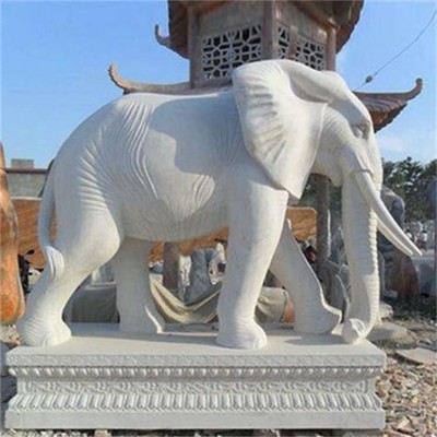 石雕大象一对石雕大象 可来图定制 坚固敦实 美观大方图3