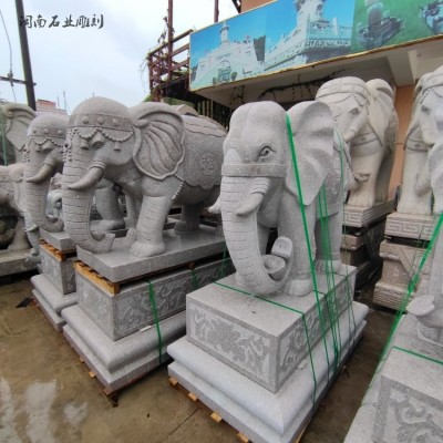 闽南石业雕刻花岗岩青石石雕大象 公司摆放石象雕塑源头厂家