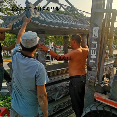 长方形石雕香炉 石材天公炉浮雕 带盖石鼎 寺庙工程承接图4