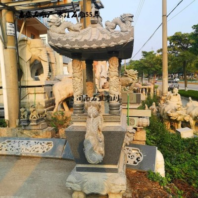 长方形石雕香炉 石材天公炉浮雕 带盖石鼎 寺庙工程承接图5