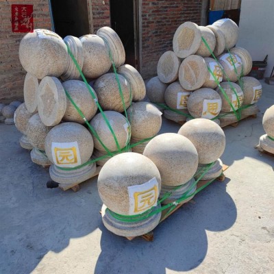 广场停车场使用花岗岩圆球 路障阻车石材圆球加工 路障石球图5