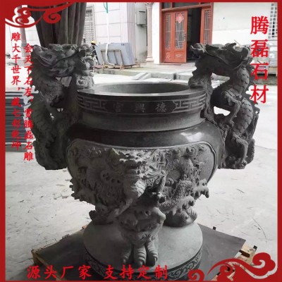 祠堂寺庙佛堂石雕青石仿古香炉可来图片图纸定做图4