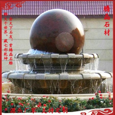 定做芝麻白石雕风水球摆件厂 欧式石材花岗岩喷泉风水球安装图5