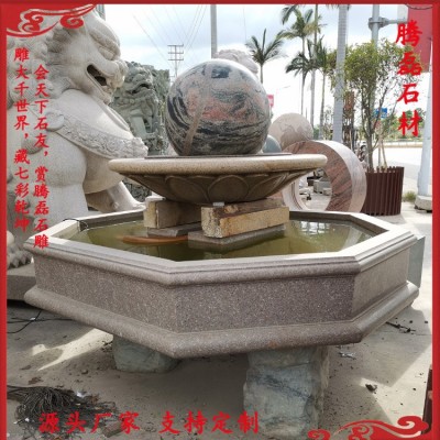 定做芝麻白石雕风水球摆件厂 欧式石材花岗岩喷泉风水球安装图4