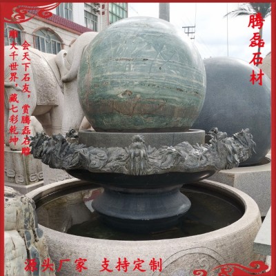 定做芝麻白石雕风水球摆件厂 欧式石材花岗岩喷泉风水球安装图3