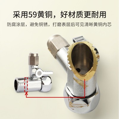 净水器配件2分3分进水三通阀门合金黄铜连体式4转2金属阀4 转3开关图3