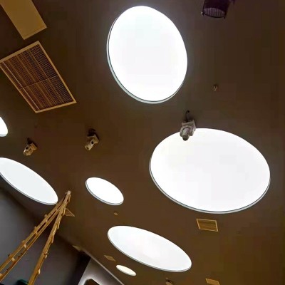 厂家直销安装卡布灯箱吸顶灯膜 室内吊装圆形白色软膜天花灯箱图3