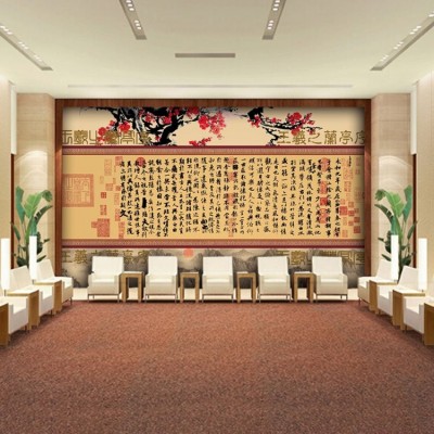 王羲之兰亭序古典书法墙纸中式背景墙布复古书房装饰壁画图4