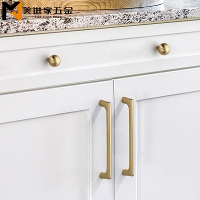 高档金色柜门拉手北欧橱柜衣柜门拉手厨柜抽屉把手锌合金抽屉拉手图2