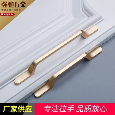 厂家新简约轻奢铜色锌合金拉手橱窗柜门家具五金配件衣柜门把手图4