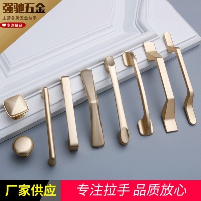 厂家新简约轻奢铜色锌合金拉手橱窗柜门家具五金配件衣柜门把手图5
