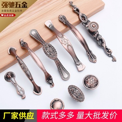 新款欧式简约柜门拉手 中式锌合金仿古红古衣窗橱柜五金把手批发图4
