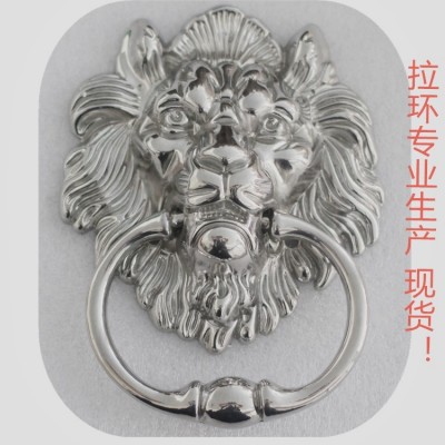 新中式仿古银色锌合金大门拉手 狮子头大拉环虎头门拉环木门把手图2