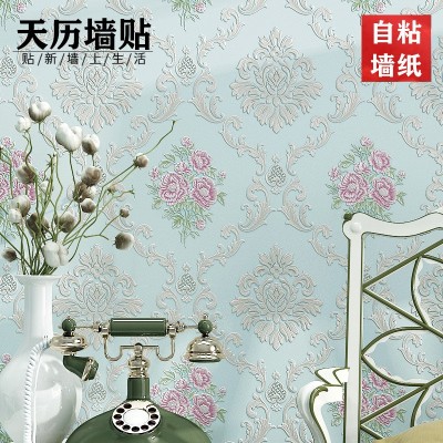 3D立体壁纸欧式田园客厅卧室电视背景墙无纺布自粘墙纸简约大花图5