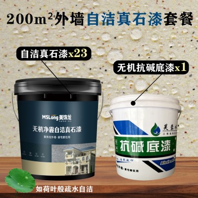 防水自洁耐火阻燃无机真石漆外墙水包砂仿大理石花岗岩石头漆套装图3