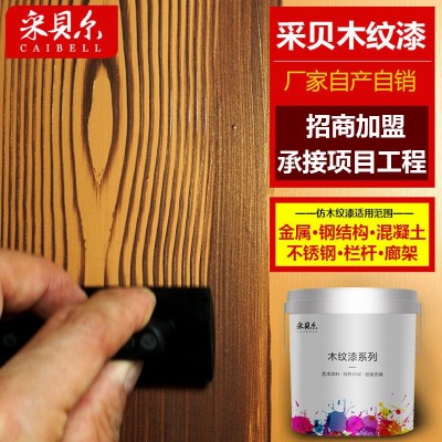 栏杆铁架仿木纹漆施工仿木纹涂料批发价金属木纹漆涂料厂家供应图2