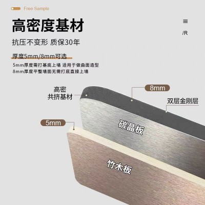碳晶板PET金属板竹木纤维集成墙板竹炭木金属拉丝木饰面板护墙板图3