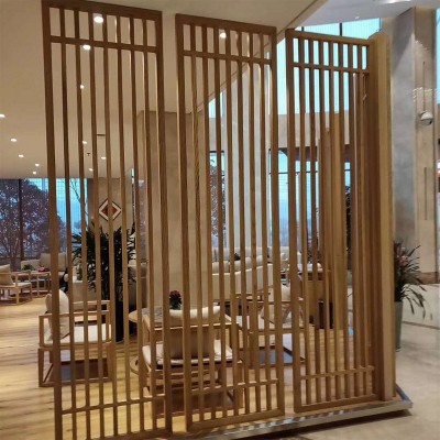 东阳木雕新中式屏风隔断实木花格玄关客厅木质办公室格栅镂空沙画图4