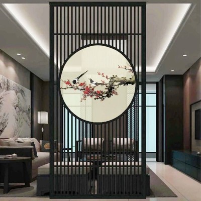 东阳木雕新中式屏风隔断实木花格玄关客厅木质办公室格栅镂空沙画图3
