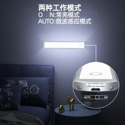 可调光LED橱柜灯 微波感应灯磁吸充电式衣柜酒柜灯过道楼道灯条图2