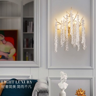 批发 后现代轻奢创意树枝壁灯 水晶灯主卧客厅背景墙灯装饰灯具图3