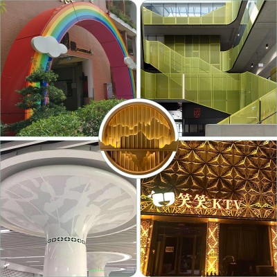 佛山氟碳铝单板幕墙外墙冲孔造型铝板户外门头仿木纹 铝 单板厂家图3