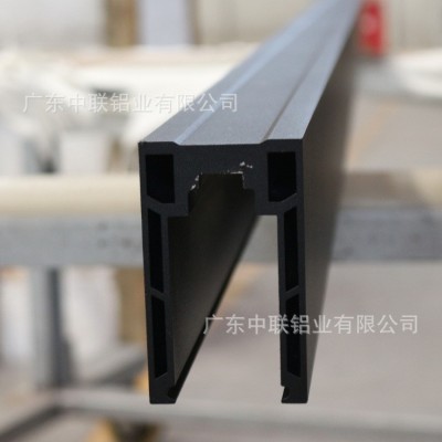 现货供应无框玻璃栏杆U型槽 楼梯护栏玻璃底槽 喷涂黑铝合金地槽图2