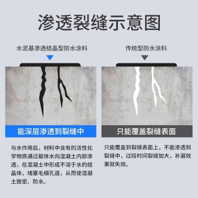 水泥基渗透结晶防水涂料 背水面屋顶外墙隧道大坝渗透防水材料图3