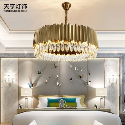 天亨美式后现代轻奢水晶吊灯北欧个性简约卧室客厅餐厅复式圆形灯图2