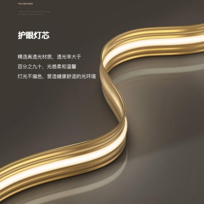 全铜极简餐厅吊灯现代简约餐桌灯北欧轻奢饭厅吊灯长条餐厅灯灯具图3