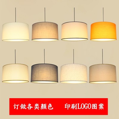连锁餐厅咖啡馆火锅店直筒布艺灯罩简约现代吧台卧室圆形亚麻吊灯