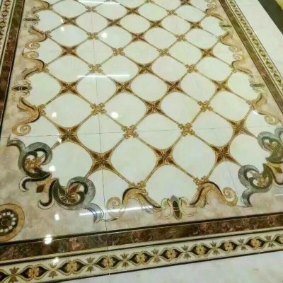 客厅拼花瓷砖金色拼图800地板砖玄关过道图案造型通体仿水刀地砖图2