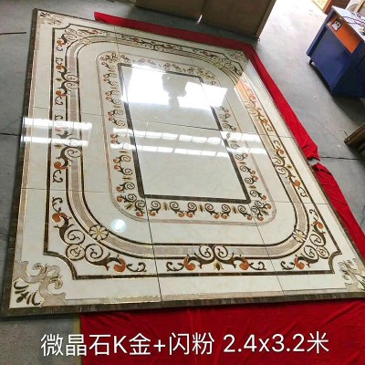 客厅拼花瓷砖金色拼图800地板砖玄关过道图案造型通体仿水刀地砖图4