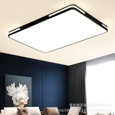智能家居LED黑色亚克力圆形镂空吸顶灯客厅智能遥控简约灯具批发图2