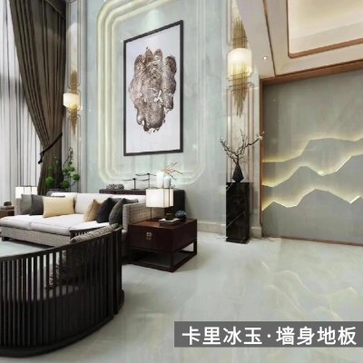 卡里冰玉天然大理石板材定制加工工厂客厅精装室内地板砖别墅背景图2