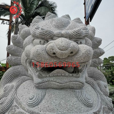 北京狮绣球狮石狮家用别墅园林景观摆件门口青石花岗岩仿古做旧图2